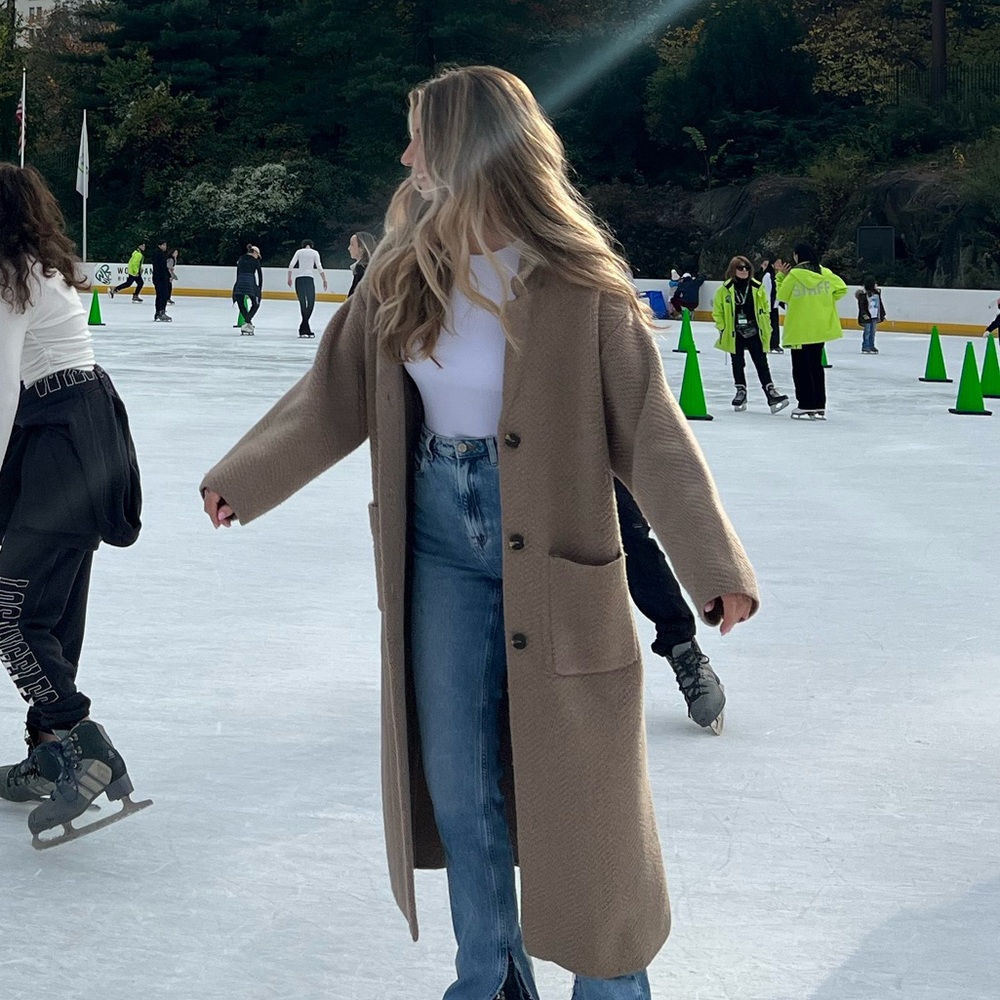 Zara Brown Herringbone Coat